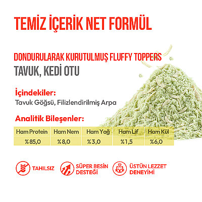 Wanpy Dondurularak Kurutulmuş Fluffy Toppers – Tavuk & Kedi Otu - 30g - 5