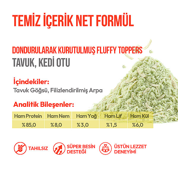 Wanpy Dondurularak Kurutulmuş Fluffy Toppers – Tavuk & Kedi Otu - 30g - 5