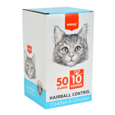Wanpy Hairball Control Morina Balığı&Tavuk 12'li-F.Krema Ödül 5x14gr - Wanpy