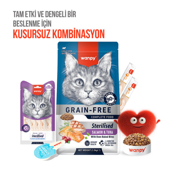 Wanpy Hindi & Kızılcıklı 12’li – Kısırlaştırılmış Kedi Krema Ödülü 5×14 g - 6