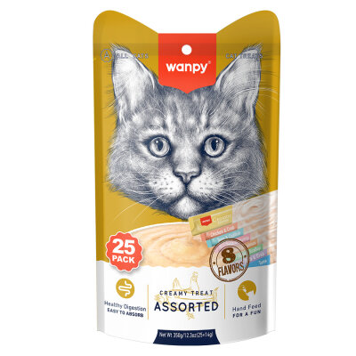 Wanpy Karışık 8 Lezzetli Krema Kedi Ödülü 25*14 gr RAC-MİX - Wanpy