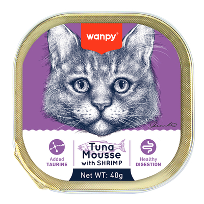 Wanpy Kedi 40g 6'lı Ton Balıklı & Karidesli Alutray Yaş Mama - Wanpy