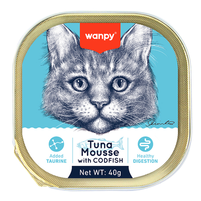 Wanpy Kedi 40g 6'lı Ton & Morina Balıklı Alutray Yaş Mama - Wanpy