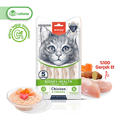 Wanpy Kidney Health Tavuk&Sebze 12'li-F.Krema Ödül 5x14gr - Wanpy