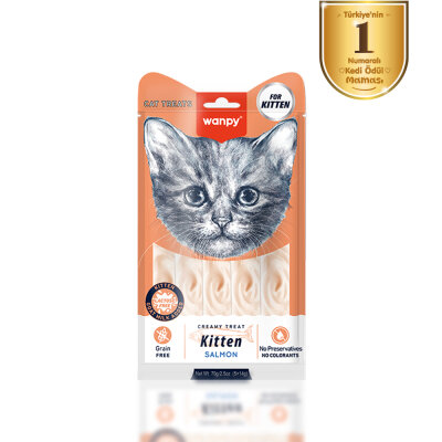Wanpy Somonlu 12'li - Yavru Kedi Krema Ödülü 5x14 g - Wanpy