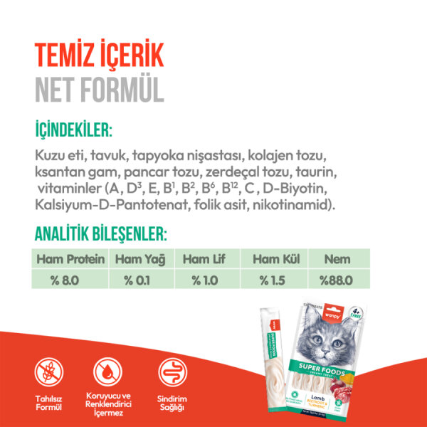 Wanpy Superfood Kuzulu, Pancar & Zerdeçallı 12’li – Krema Kedi Ödülü 5×14 g - 3