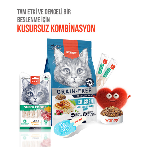 Wanpy Superfood Kuzulu, Pancar & Zerdeçallı 12’li – Krema Kedi Ödülü 5×14 g - 6