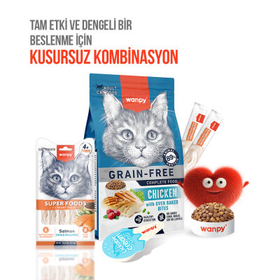 Wanpy Superfood Somonlu, Chia & Deniz Yosunlu 12’li – Krema Kedi Ödülü 5×14 g - 6