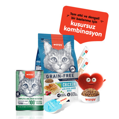 Wanpy Tahılsız Kedi %100 Gerçek Et 375 gr Ton Balıklı Konserve 12 Adet - Wanpy