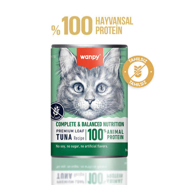 Wanpy Tahılsız Kedi %100 Gerçek Et 375 gr Ton Balıklı Konserve 12 Adet - 2