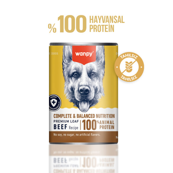 Wanpy Tahılsız Köpek %100 Gerçek Et 375 gr Biftekli Konserve 12 Adet - 1