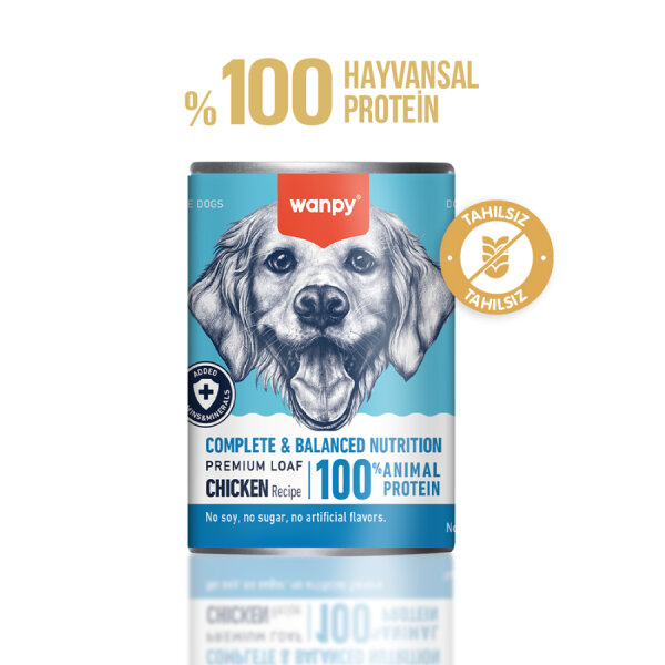 Wanpy Tahılsız Köpek %100 Gerçek Et 375 gr Tavuklu Konserve 12 Adet - 1