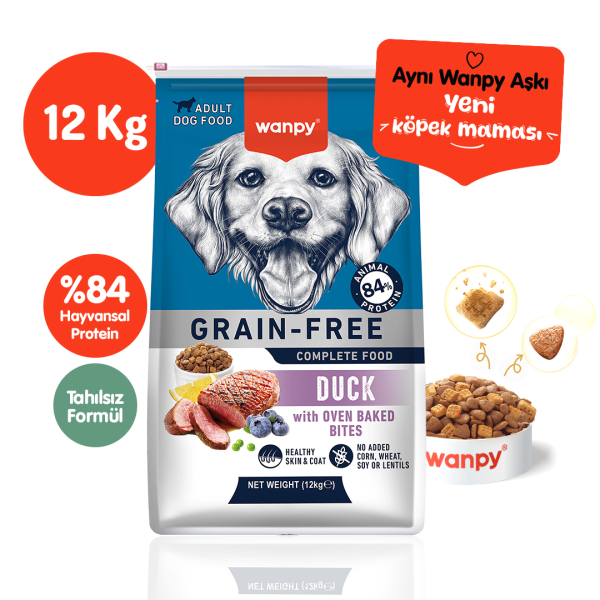 Wanpy Tahılsız Ördekli Yetişkin Köpek Maması 12 kg - 1