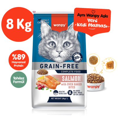 Wanpy Tahılsız Somonlu Yetişkin Kedi Maması 8 kg - Wanpy