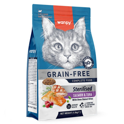 Wanpy Tahılsız Somon&Tuna Kısırlaştırılmış Kedi Maması 1,5 kg - Wanpy