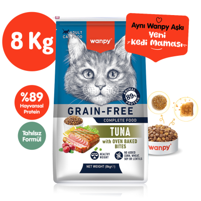 Wanpy Tahılsız Ton Balıklı Yetişkin Kedi Maması 8 kg - Wanpy