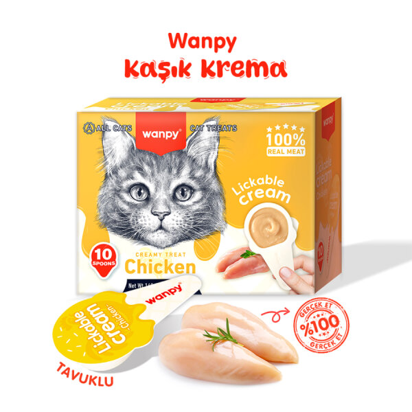 Wanpy Tavuklu 10*16 gr Kaşıklı Kedi Ödül Kreması - 1