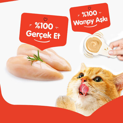 Wanpy Tavuklu 10*16 gr Kaşıklı Kedi Ödül Kreması - 3