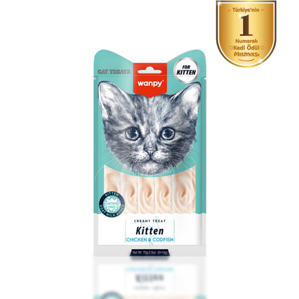 Wanpy Tavuklu & Morinalı 12’li – Yavru Kedi Krema Ödülü 5×14 g - 1