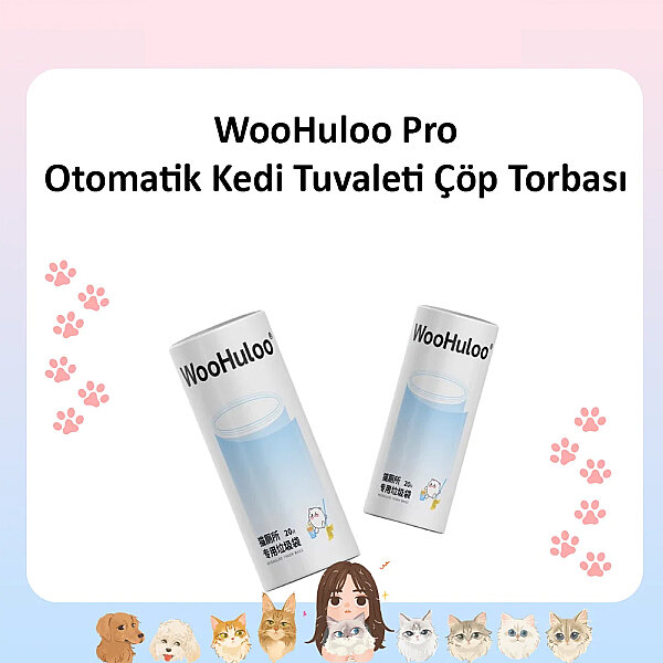 WooHuloo Pro Otomatik Kedi Tuvaleti Çöp Torbası 20 Adet - 1